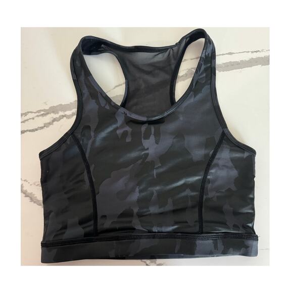 High-Neck Black Camo Sports Bra Mesh Size Small‎ - Picture 1 of 6